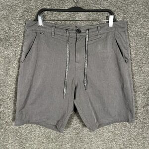 Roark Shorts Mens 36 Gray Hybrid Walkshort Drawstring Waist Zip Pocket Casual